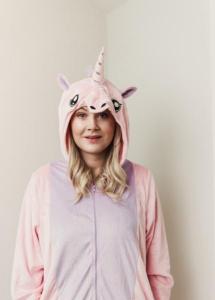 Woman in unicorn costume